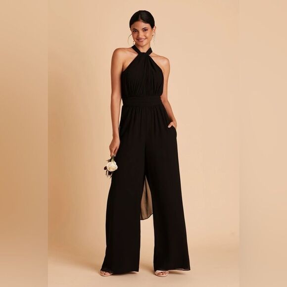 SOLD Birdy Grey Gigi Convertible Black Chiffon Bridesmaid Jumpsuit Size Medium - Picture 14 of 16